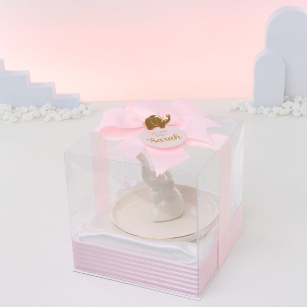 Set of 20 pcs baby girl elephant ceramic plate giveaway