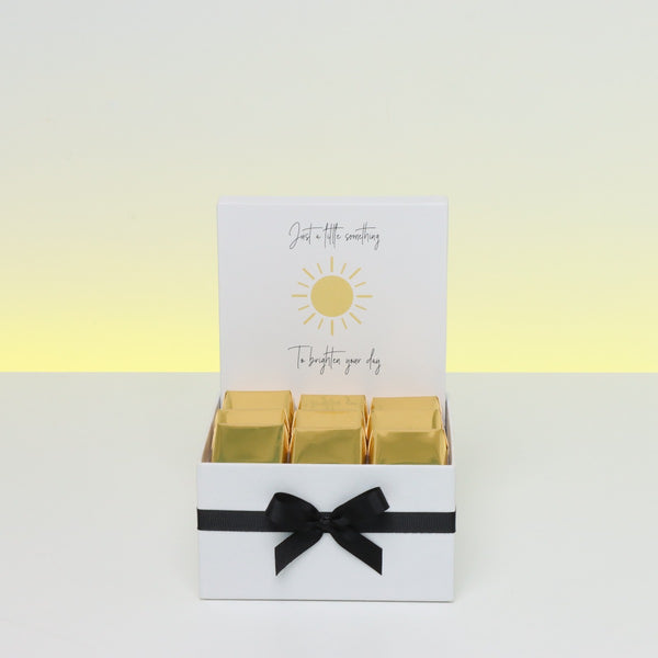 "Brighten your day" sun streak designed premium chocolate small hamper