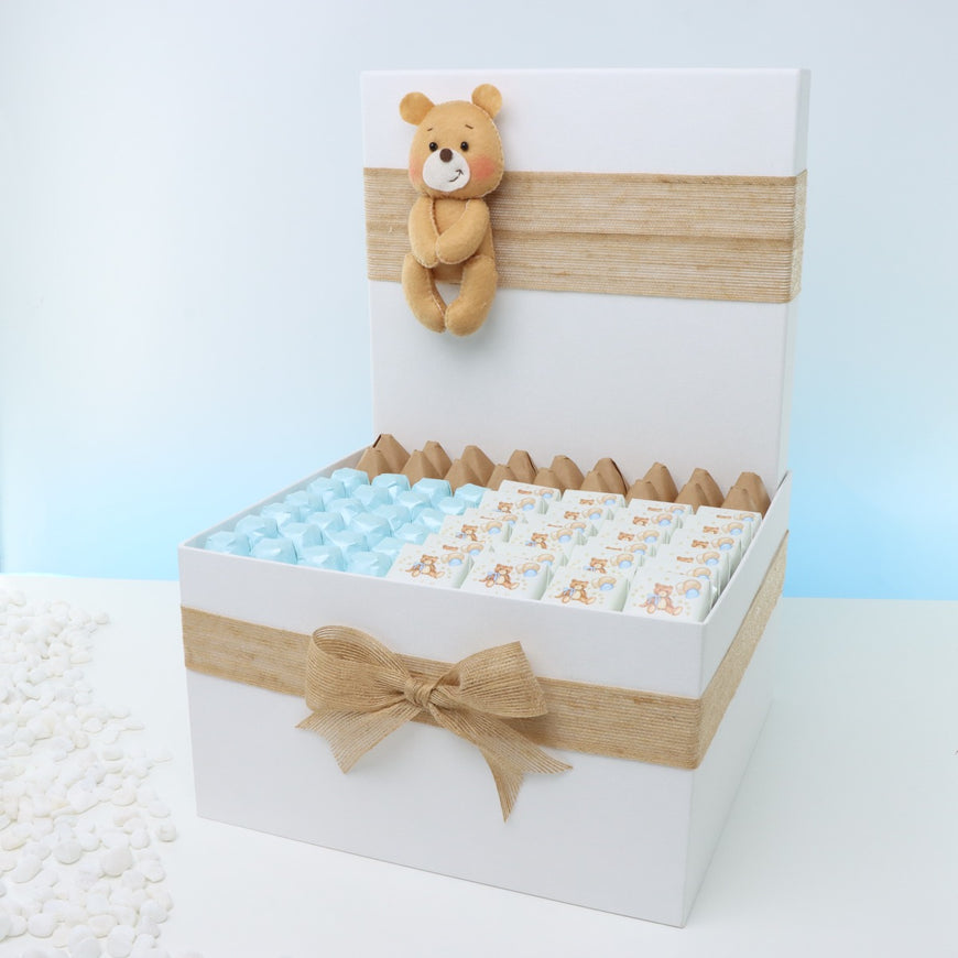 Baby boy teddy theme designed chocolate extra large hamper