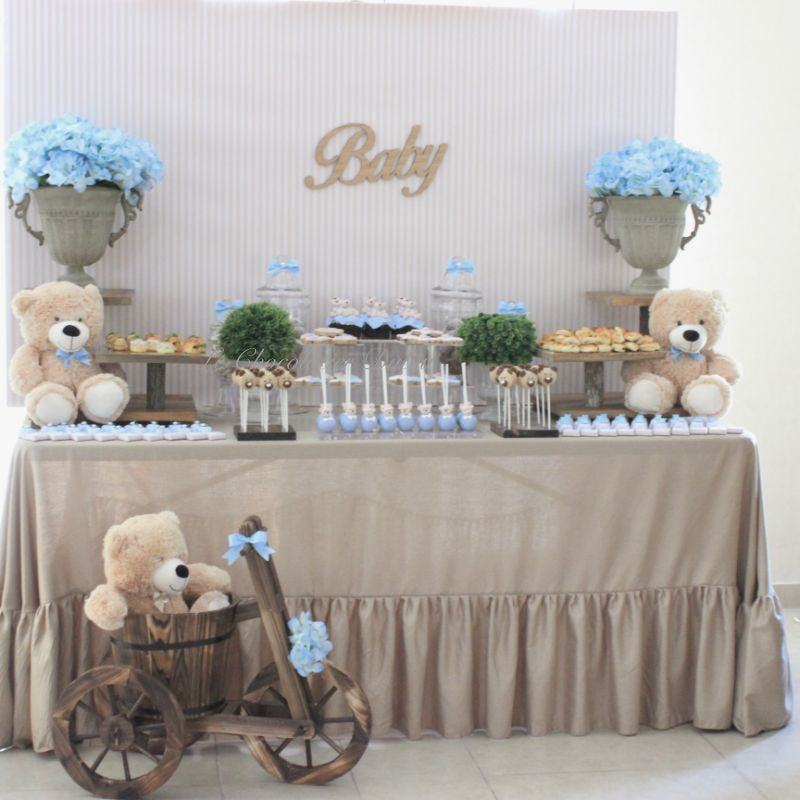 LUXURY RUSTIC TEDDY THEME DECORATED CHOCOLATE & COOKIES DESSERT TABLE