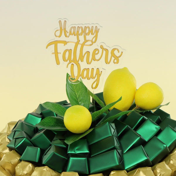 Happy father's day lemon decorated chocolate leather round tray