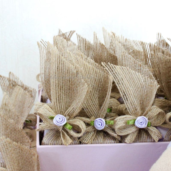 Jute ribbon decorated loose chocolate