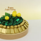 Happy anniversary lemon decorated chocolate leather round tray