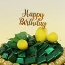 Happy birthday lemon decorated chocolate leather round tray