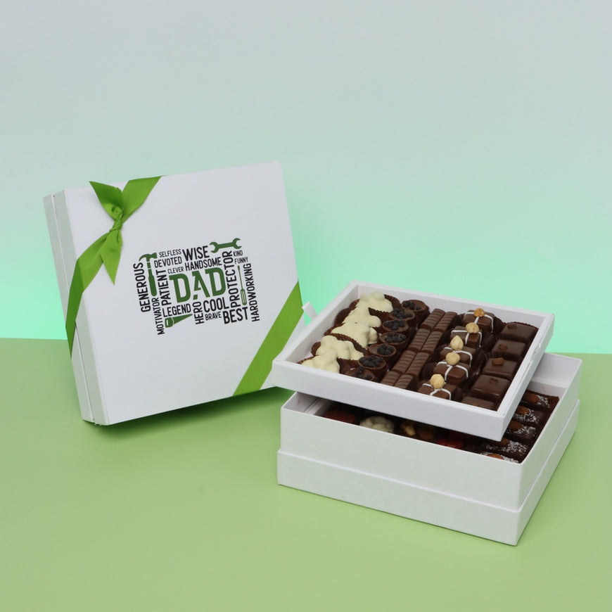 Father's day multi text 2-layer chocolate hard box