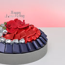 Happy anniversary orchid decorated chocolate leather round tray