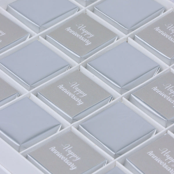 Happy anniversary classic silver designed 15P chocolate hard box