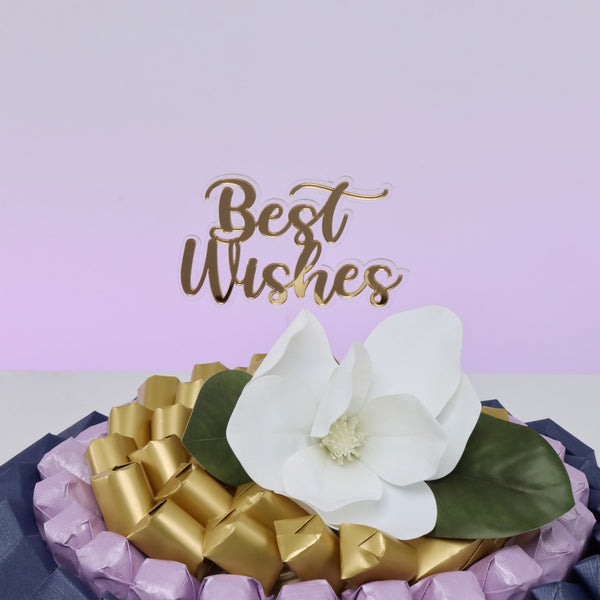 Best wishes flower decorated chocolate leather round tray