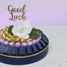Good luck flower decorated premium chocolate leather round tray