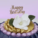 Happy birthday flower decorated chocolate leather round tray