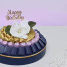 Happy birthday flower decorated chocolate leather round tray