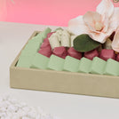 Best wishes peach magnolia decorated chocolate medium leather tray