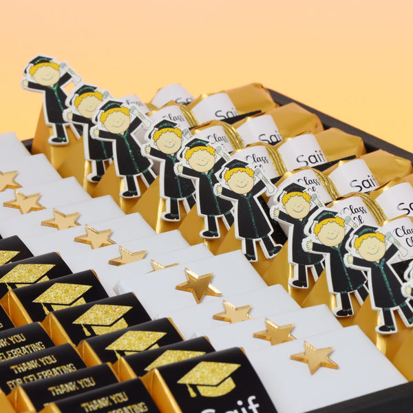 Graduation personalized and acrylic decorated chocolate large leather tray