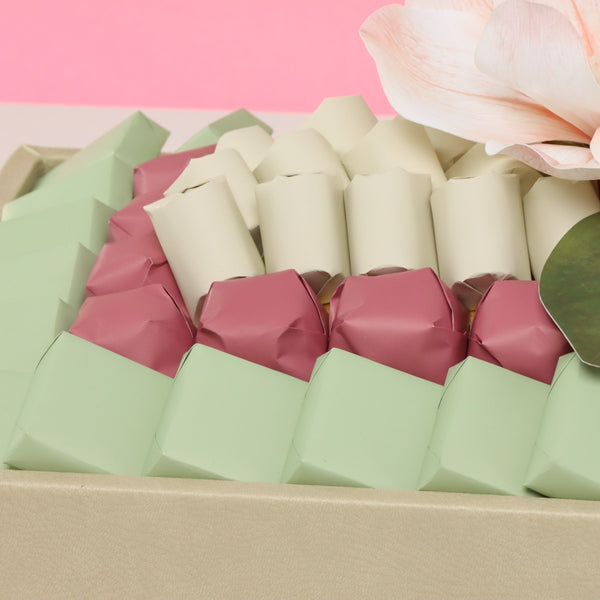 Happy mother's day peach magnolia decorated chocolate medium leather tray