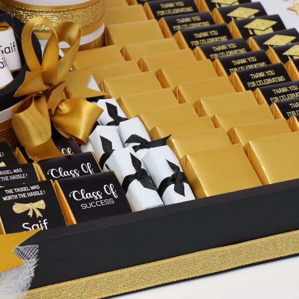 Graduation personalized and acrylic decorated chocolate large leather tray