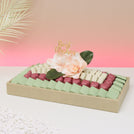 Best wishes peach magnolia decorated chocolate medium leather tray