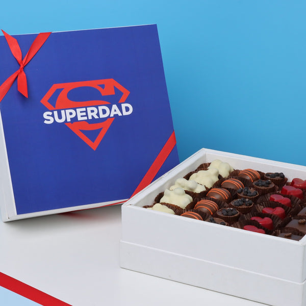 "Superdad" father's day designed chocolate one layer hard box