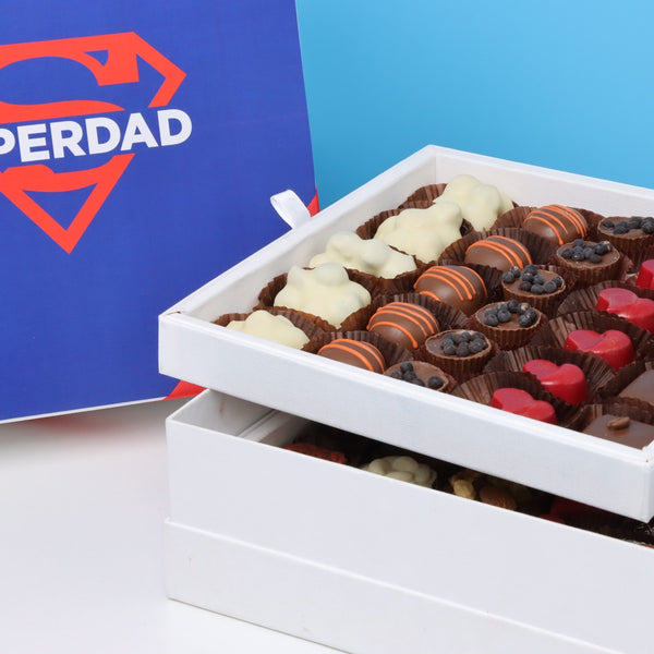 "Superdad" father's day designed 2-layer chocolate hard box