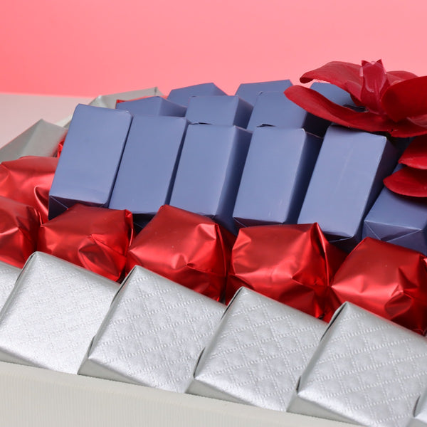 Happy valentine's day decorated chocolate medium leather tray