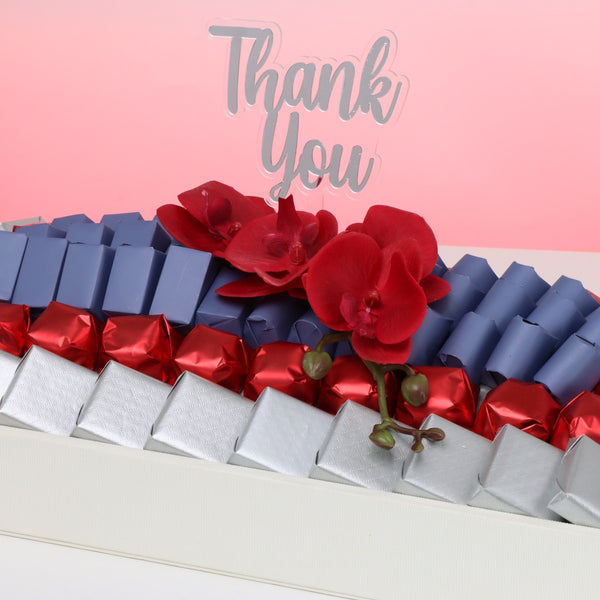 Thank you orchid decorated premium chocolate leather tray