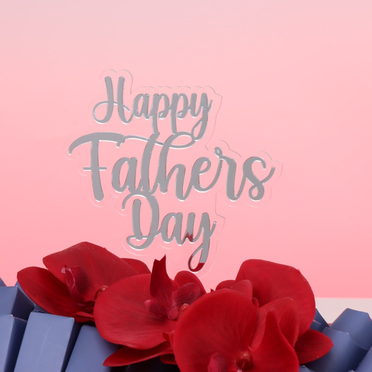 Happy father's day orchid decorated chocolate medium leather tray