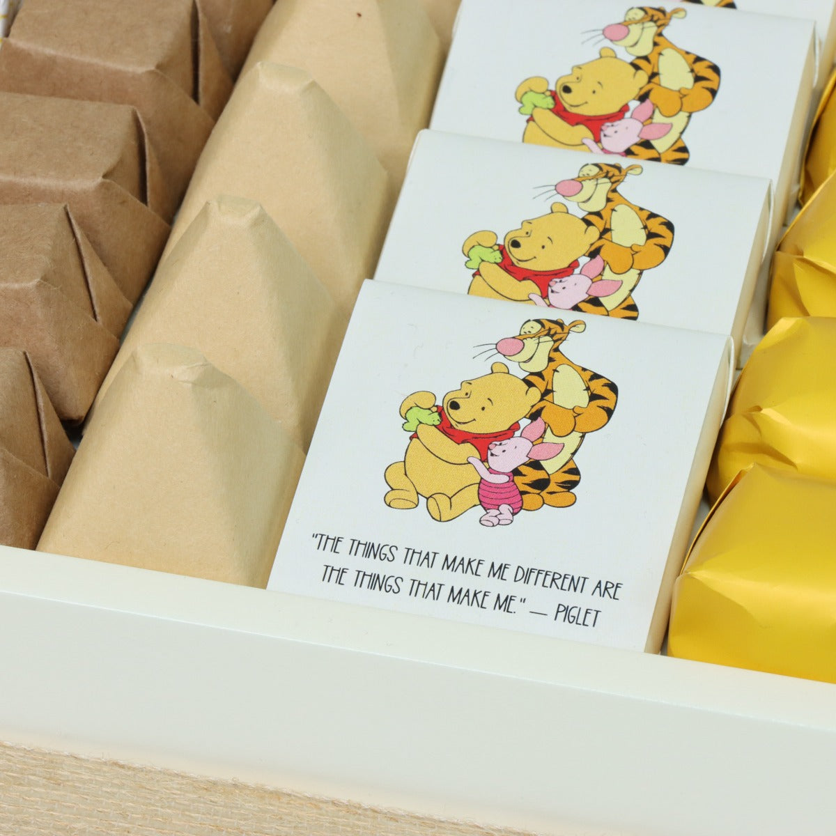 Baby pooh themed personalized chocolate wood stand