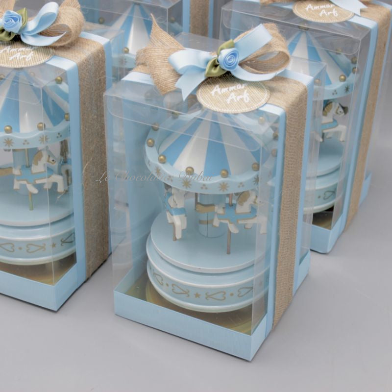 BABY BOY DECORATED CAROUSEL MUSIC BOX