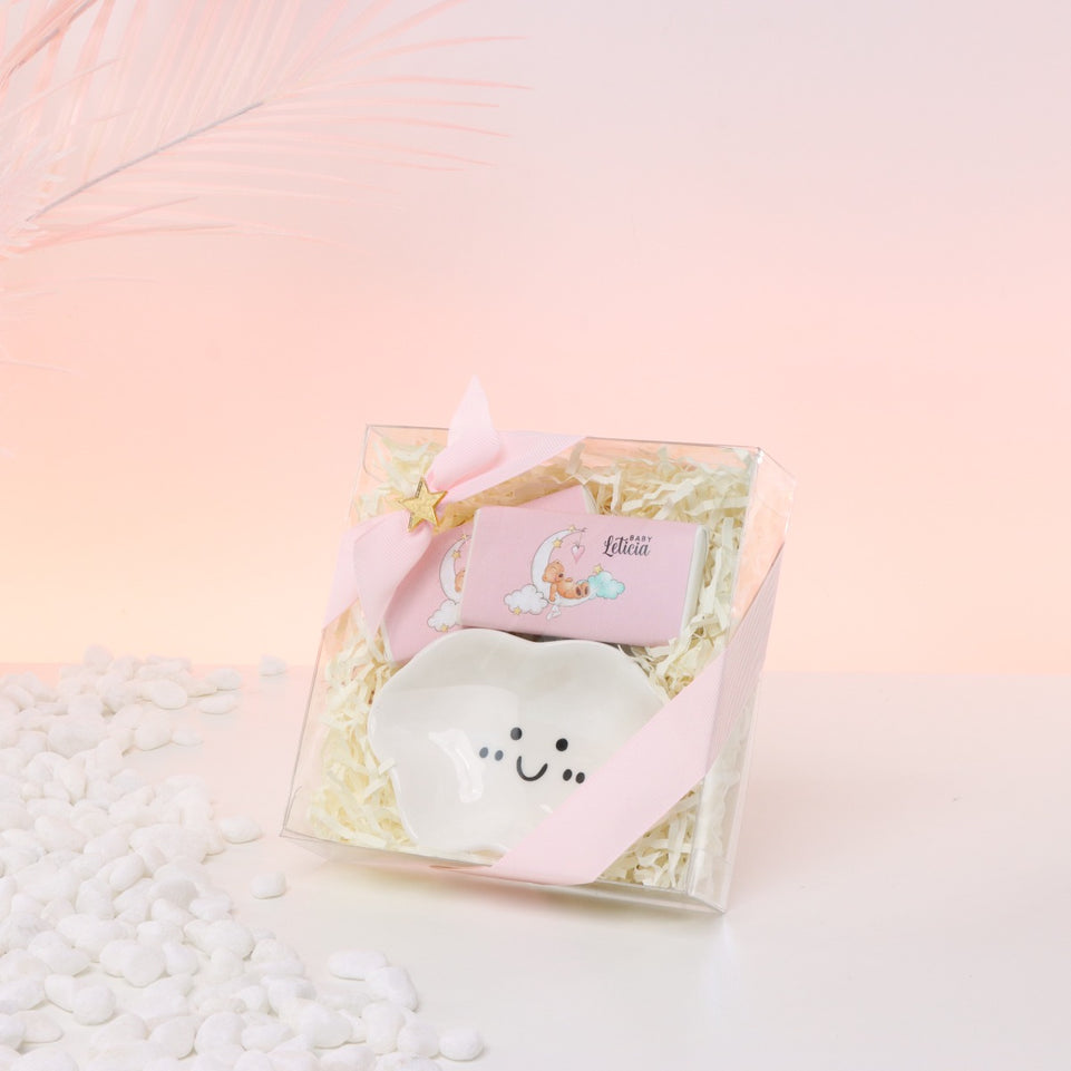 BABY GIRL CLOUD CERAMIC PLATE SOUVENIR GIVEAWAY