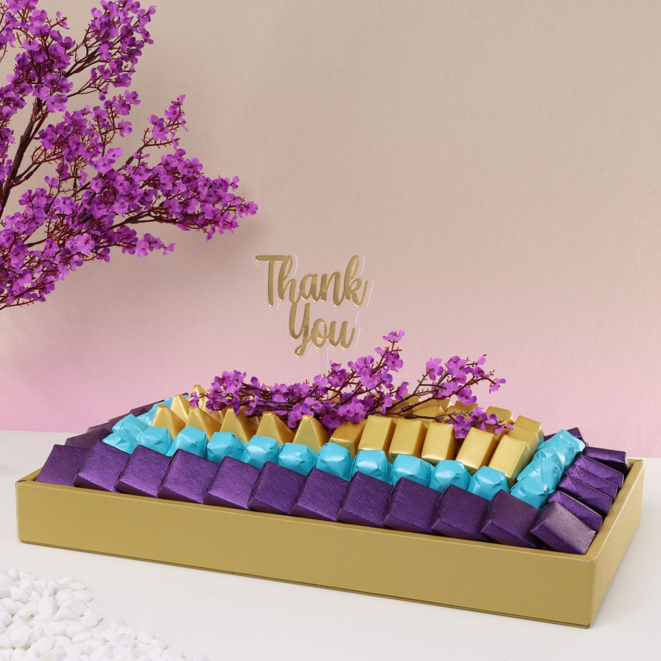 Thank you cherry blossom floral decorated chocolate leather tray