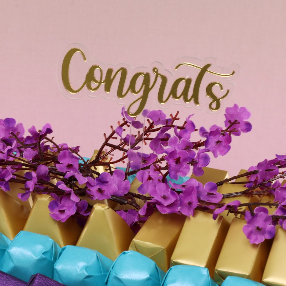 Congrats cherry blossom floral decorated chocolate leather tray