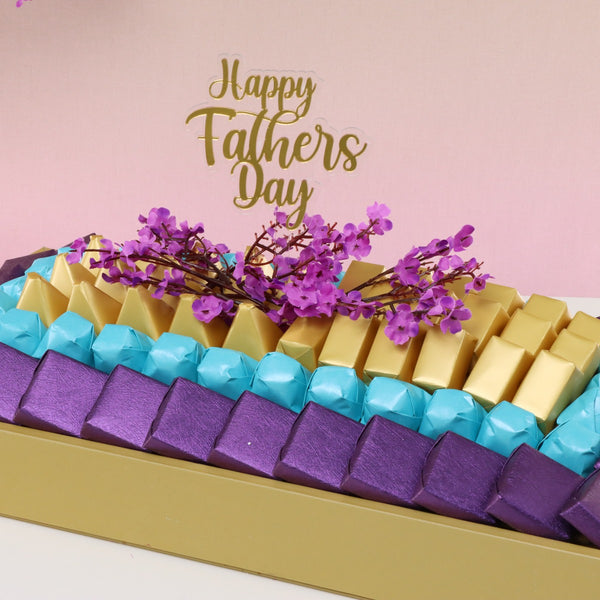 Happy father's day cherry blossom floral decorated chocolate medium leather tray