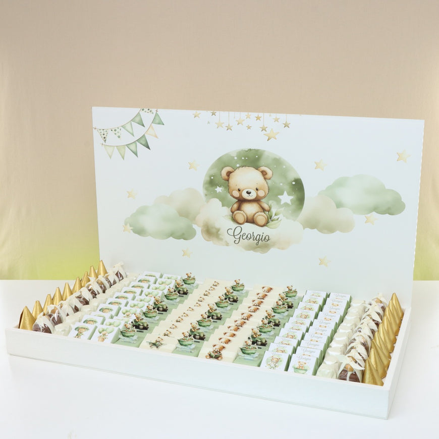 Baby boy teddy theme designed chocolate leather tray