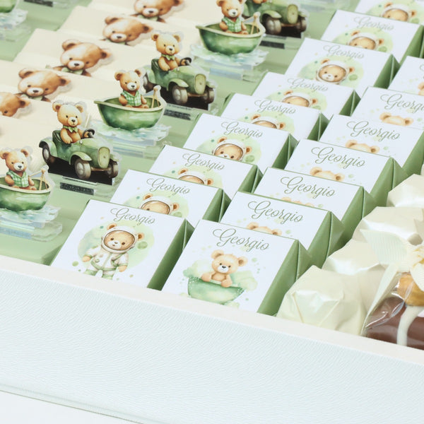 Baby boy teddy theme designed chocolate large leather tray