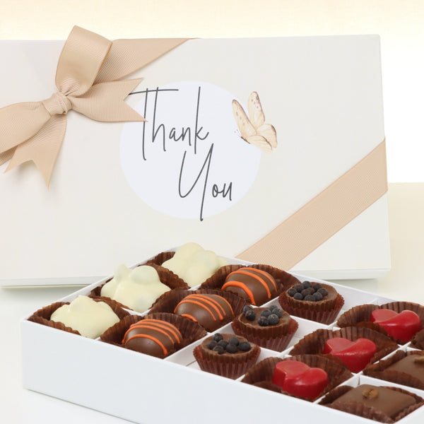 "Thank you" butterfly designed 15-piece premium chocolate hard box