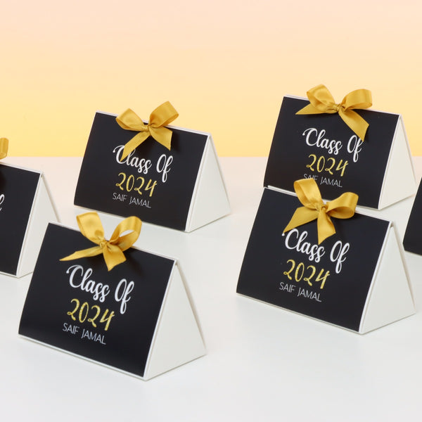 Set of 20 Graduation designed personalized premium chocolate triangle soft box