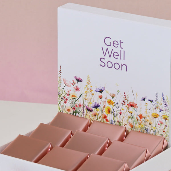 Get well soon flower design chocolate small hamper