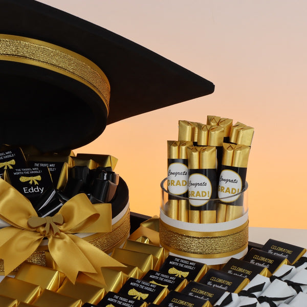 Graduation personalized designed premium chocolate large leather tray