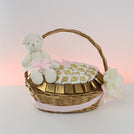 Teddy bear crown baby girl chocolate medium basket