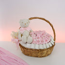 Baby girl crochet decorated chocolate medium basket
