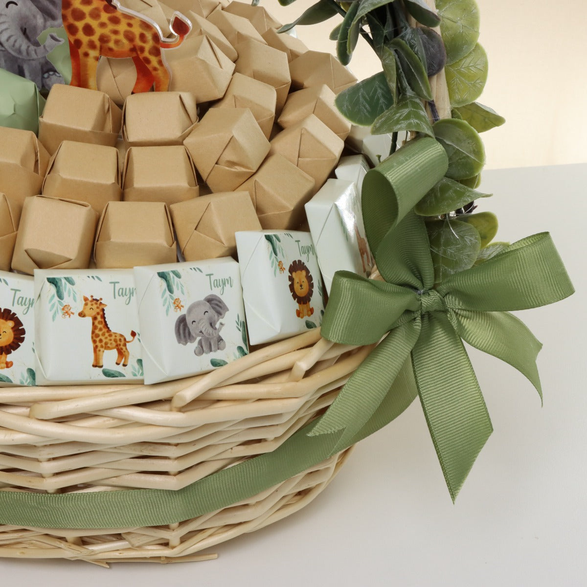 Baby animal safari theme chocolate medium basket
