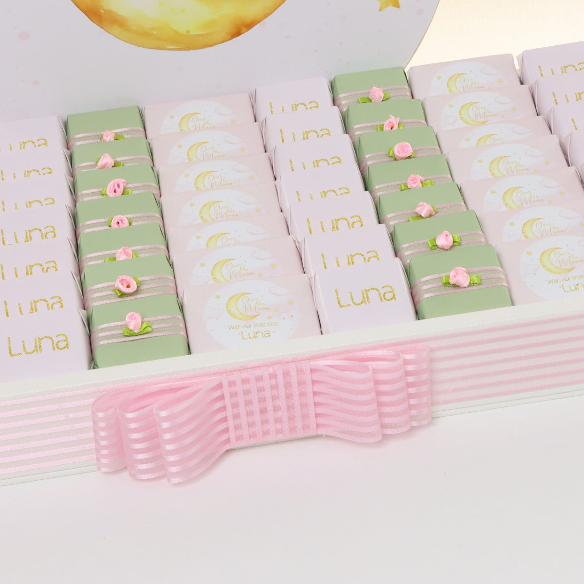 Baby girl personalized stars moon designed chocolate leather tray