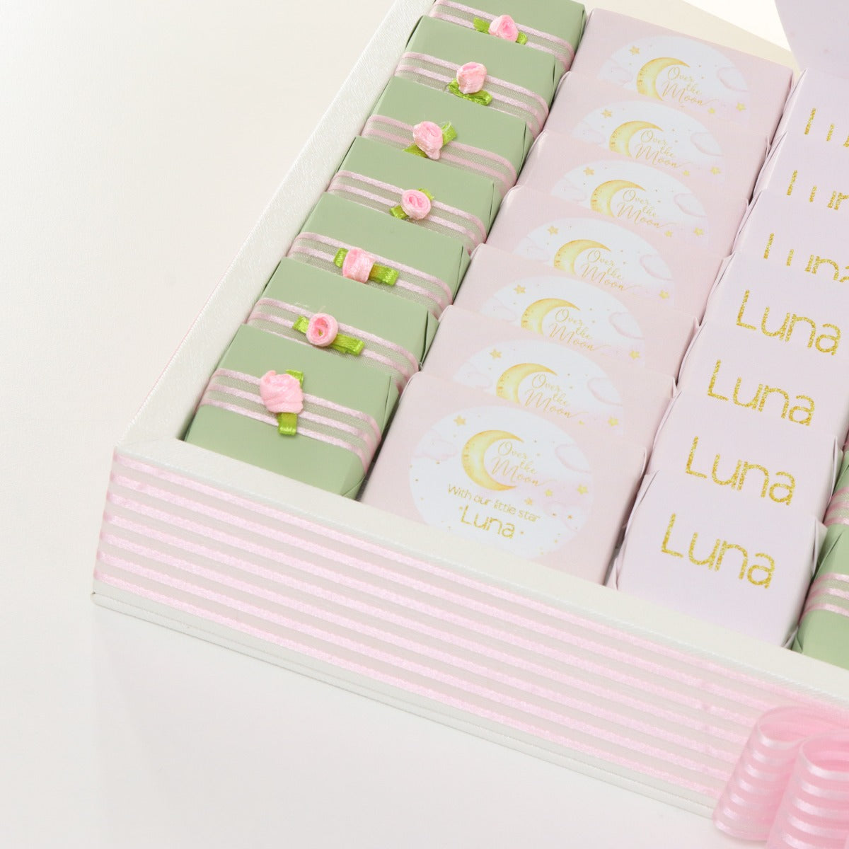 Baby girl personalized stars moon designed chocolate leather tray