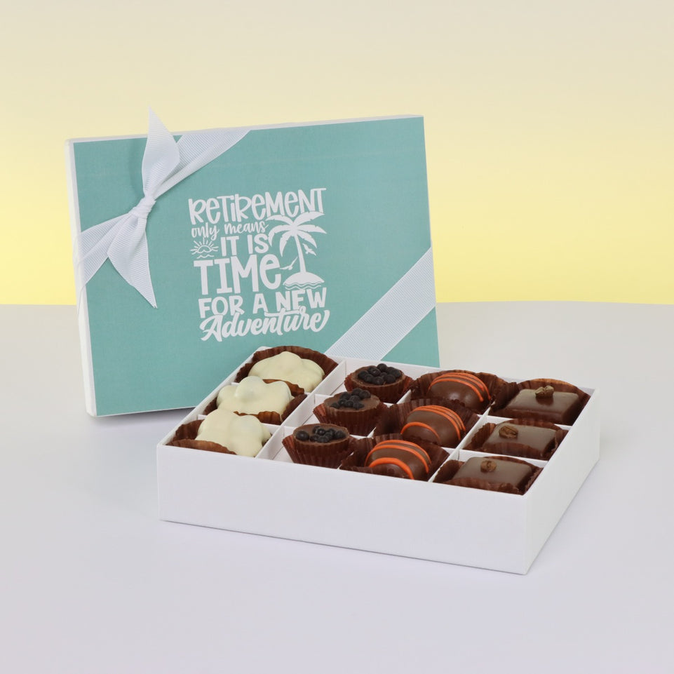 RETIREMENT DESIGNED 12- PIECE CHOCOLATE HARD BOX