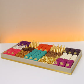 DIWALI DESIGNED CHOCOLATE & SWEETS LARGE LEATHER TRAY