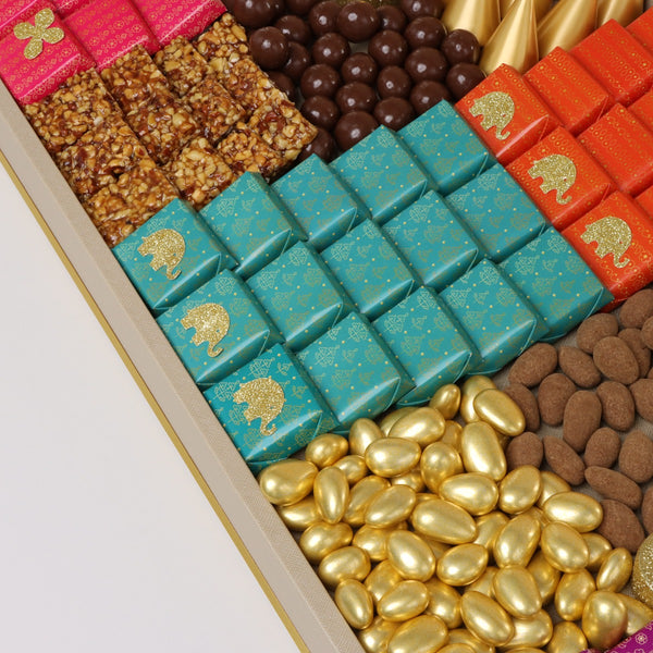 Diwali designed premium chocolate & sweets large leather tray