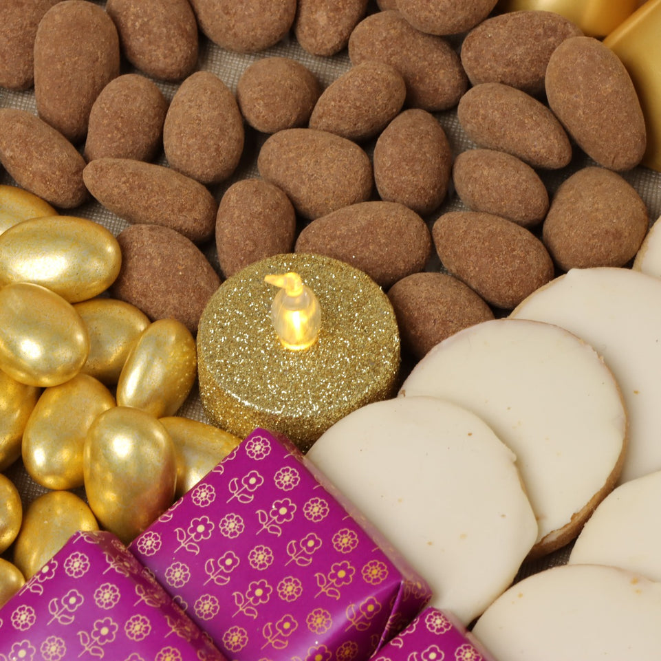 DIWALI DESIGNED CHOCOLATE & SWEETS LARGE LEATHER TRAY