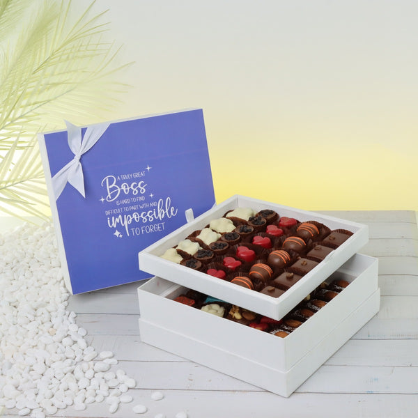 Retirement boss message designed 2-layer premium chocolate hard box