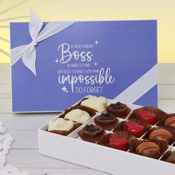Retirement boss message designed 15-piece premium chocolate hard box