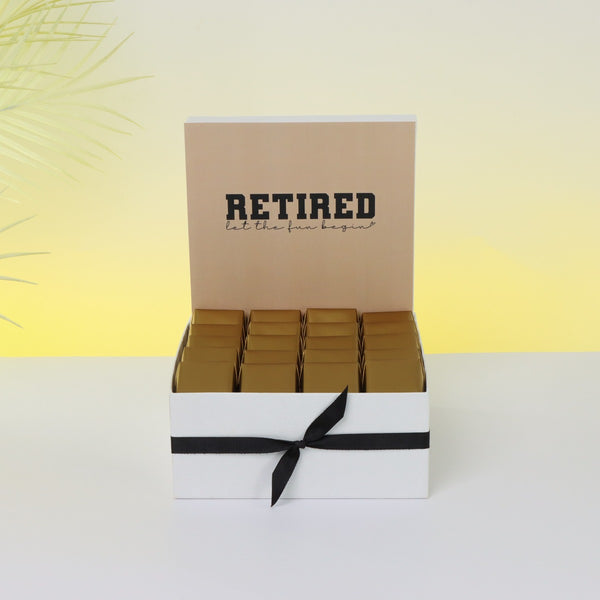 "Let the fun begin" retirement designed premium chocolate medium hamper