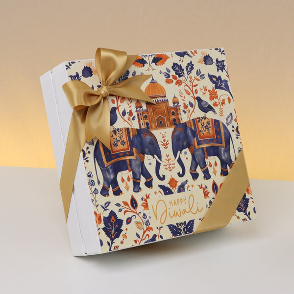 Happy diwali elephant festive designed 2-layer premium chocolate hard box
